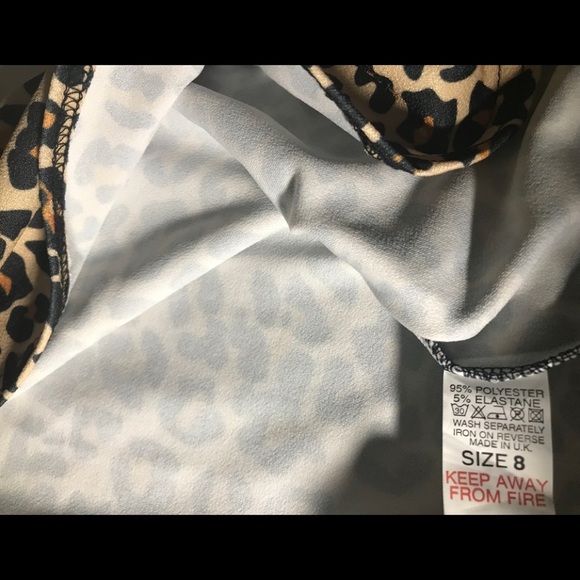 LASULA Leopard attached mock wrap v neck dress 8 - Picture 6 of 8